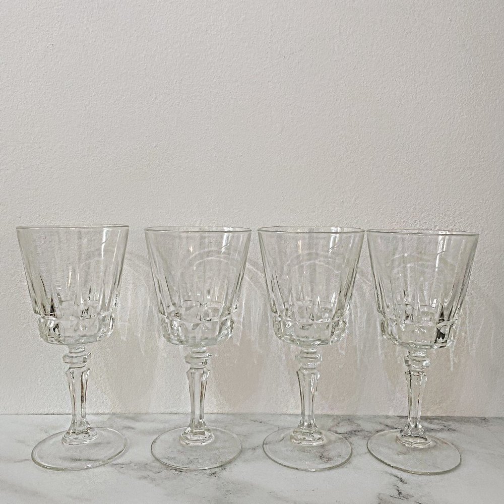 VTG Crystal Tulip Cut Out Drinking Glasses, Set of 4